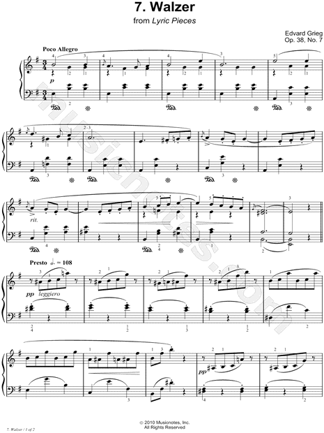 Lyric Pieces, Op. 38, No 7. Walzer