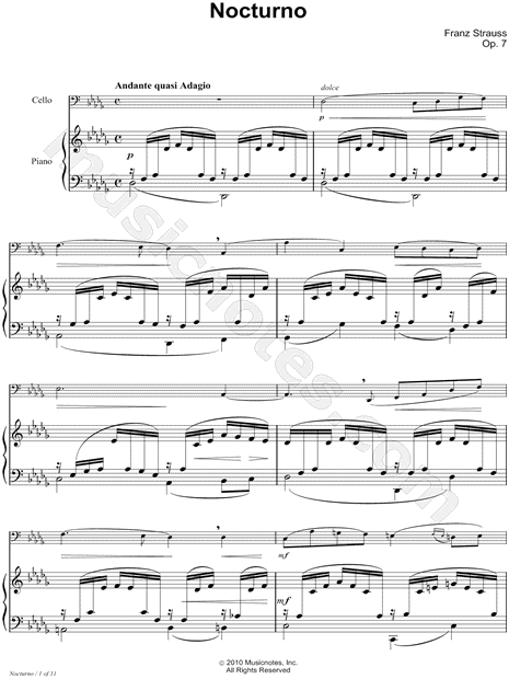 Nocturno - Piano Accompaniment (All Instruments)