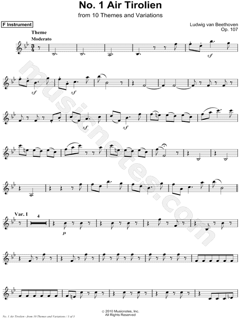 Air Tirolien, Op. 107, No. 1 - F Instrument
