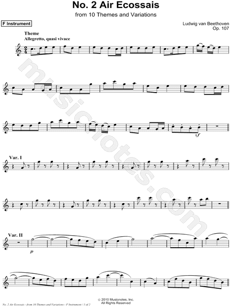 Air Ecossais, Op. 107, No. 2 - F Instrument