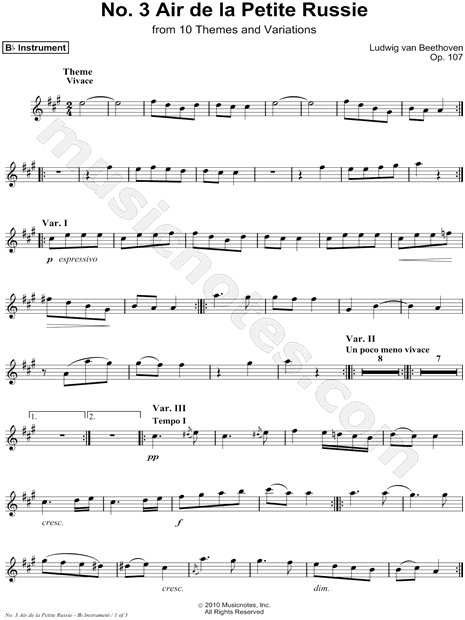 Air De La Petite Russie: Opus 107, No. 3 - Bb Instrument