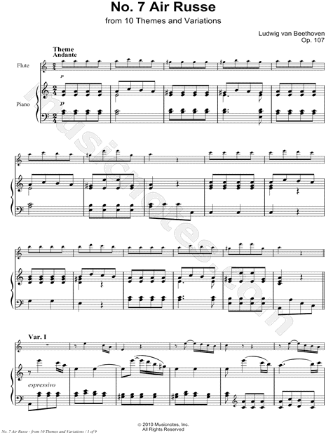Air Russe, Op. 107, No. 7 - Piano Accompaniment