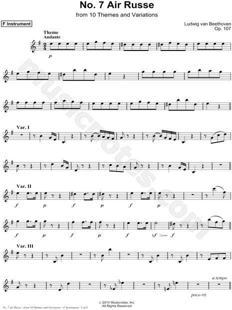 Air Russe, Op. 107, No. 7 - F Instrument