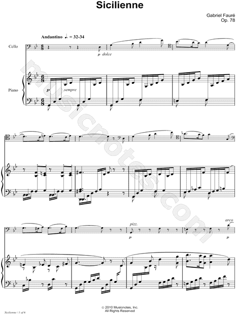 Sicilienne, Op. 78 - Piano Accompaniment