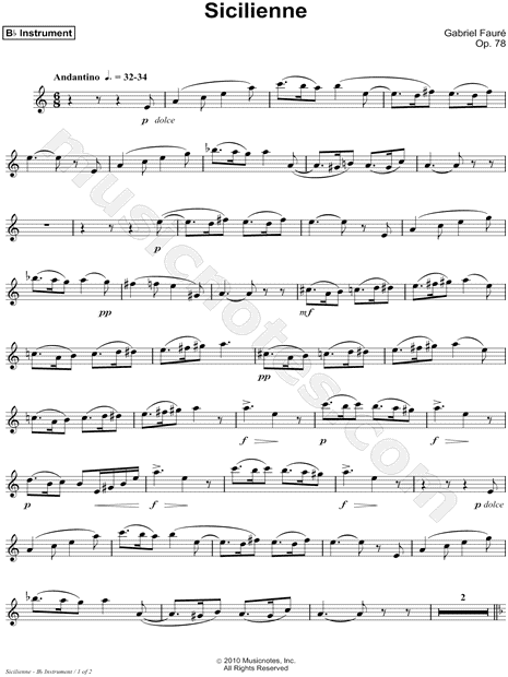 Sicilienne, Op. 78 - Bb Instrument