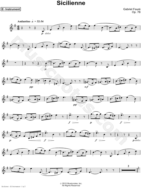 Sicilienne, Op. 78 - Eb Instrument