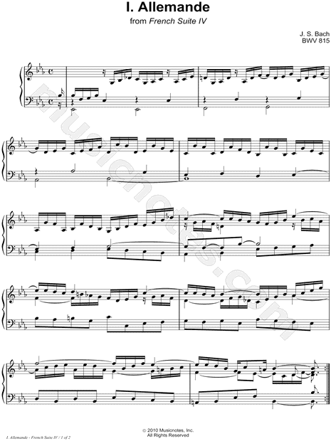 French Suite No. 4, BWV 815: I. Allemande