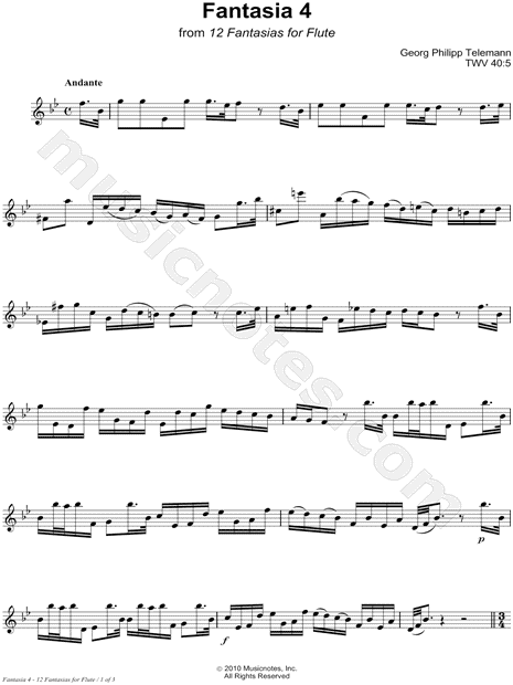 12 Fantasias for Flute: 4. Fantasia in Bb Major