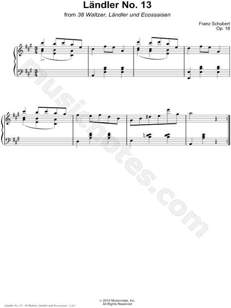 38 Waltzer, Ländler und Ecossaisen, Opus 18: Ländler No. 13