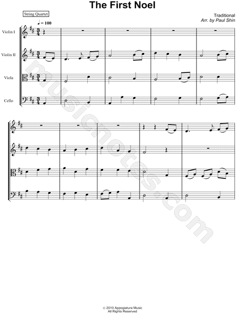 The First Noel - String Quartet Score