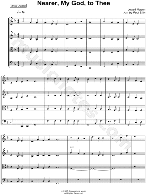Nearer, My God, to Thee - String Quartet (Score)