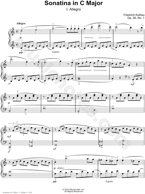 Sonatina in C Major, Opus 20, No. 1: I. Allegro