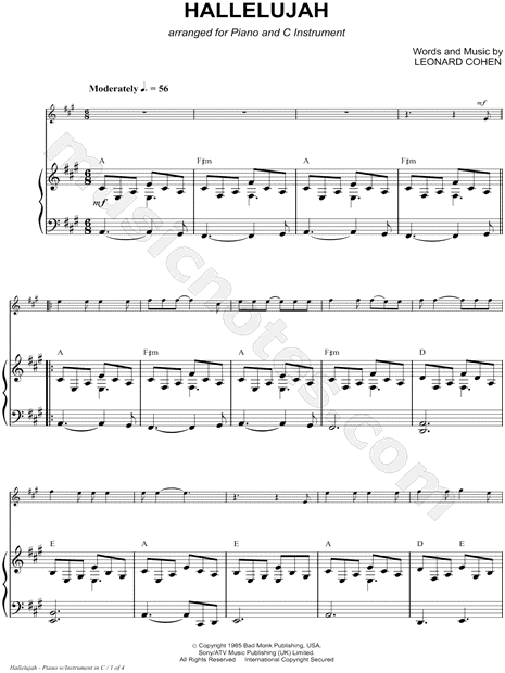 Hallelujah - Piano Accompaniment