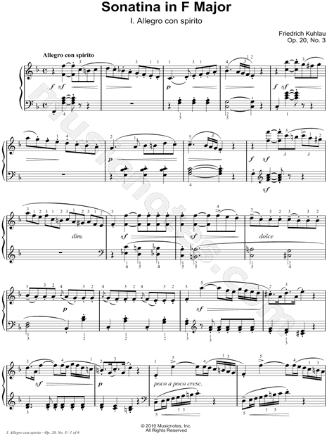 Sonatina in F Major, Opus 20, No. 3: I. Allegro con spirito