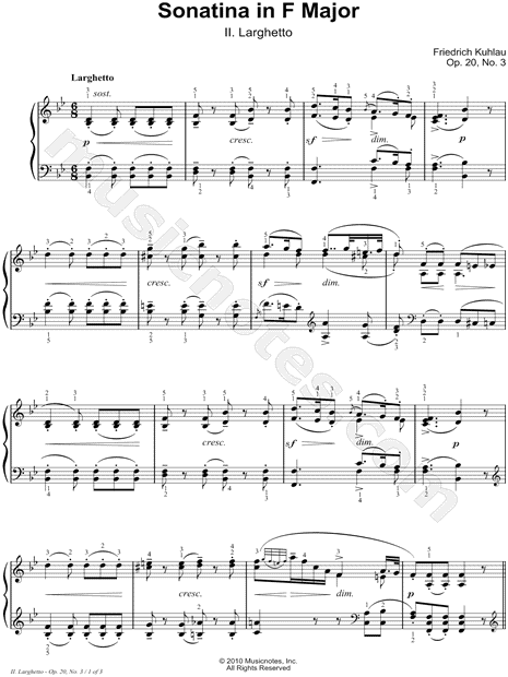 Sonatina in F Major, Opus 20, No. 3: II. Larghetto