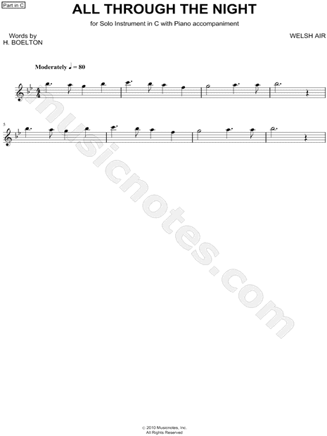 All Through the Night - C Instrument