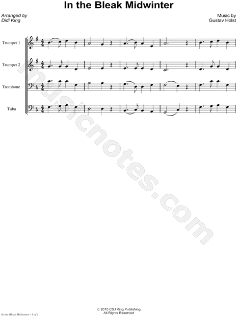In the Bleak Midwinter - Score (Brass Quartet)