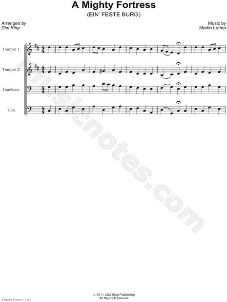 A Mighty Fortress Is Our God - Brass Quartet Score