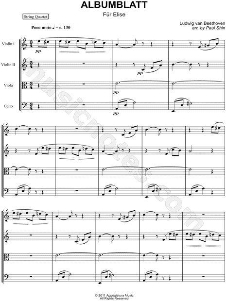 Für Elise - String Quartet Score