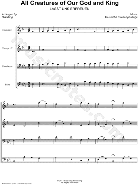 All Creatures of Our God and King - Score (Brass Quartet)