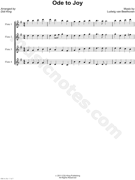 Ode to Joy - Flute Quartet Score
