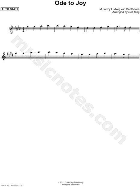 Ode to Joy - Alto Sax 1 (Saxophone Quartet)