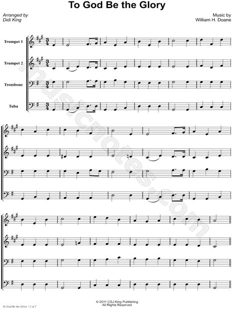 To God Be the Glory - Brass Quartet Score
