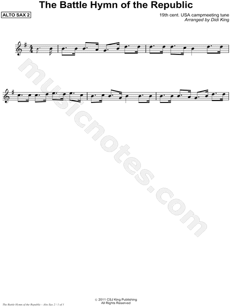 Battle Hymn of the Republic - Alto Sax 2 (Saxophone Quartet)