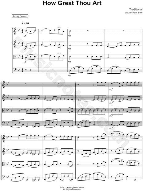 How Great Thou Art - String Quartet Score