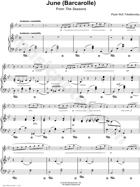 The Seasons, Op. 37a, No. 6: June (Barcarolle) - Piano Accompaniment