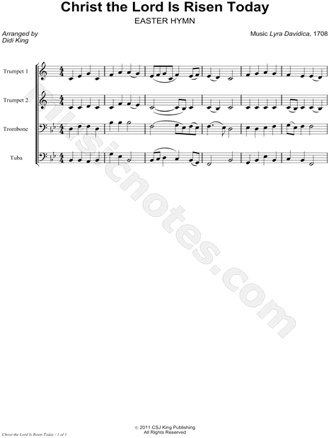 Christ the Lord Is Risen Today - Brass Quartet Score