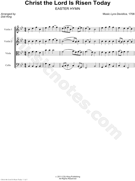 Christ the Lord Is Risen Today - String Quartet Score