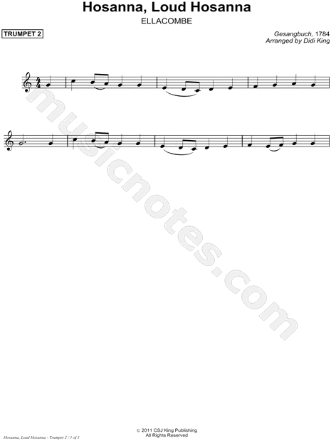 Hosanna, Loud Hosanna - Trumpet Part 2 (Brass Quartet)