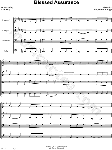 Blessed Assurance - Brass Quartet Score