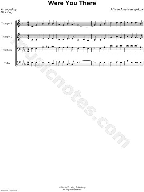 Were You There? - Brass Quartet Score