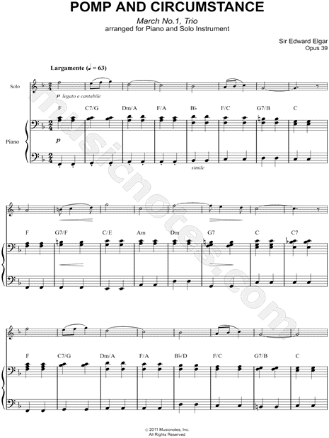 Pomp and Circumstance - Piano Accompaniment (C Instrument)