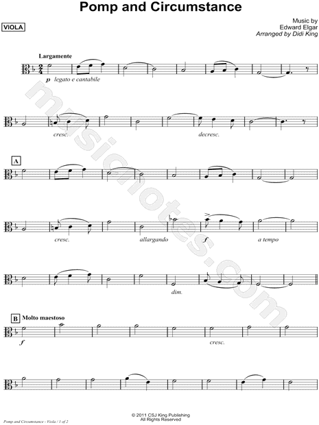 Pomp and Circumstance - Viola Part (String Quartet)