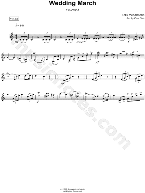 Wedding March - Violin 1 Part (String Quartet)
