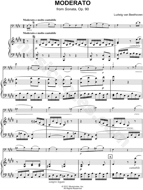 Moderato from Sonata, Op. 90 - Piano Accompaniment
