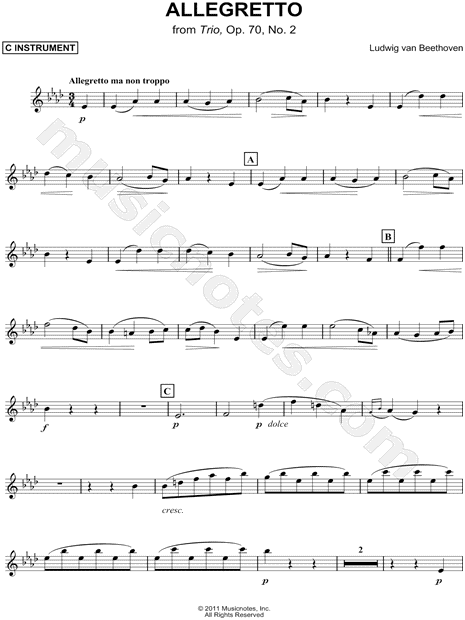 Allegretto from Trio, Op. 70, No. 2 - C Instrument