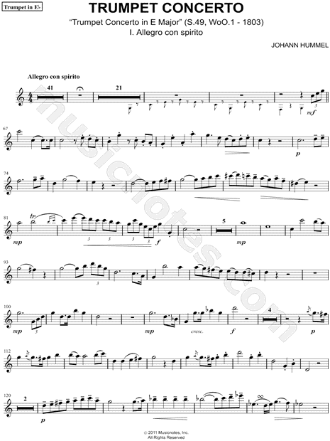 Trumpet Concerto: I. Allegro Con Spirito - Eb Trumpet part