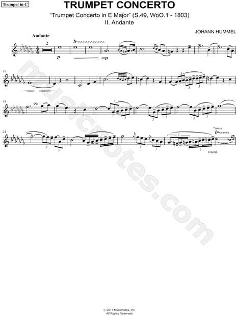 Trumpet Concerto: II. Andante - C Trumpet