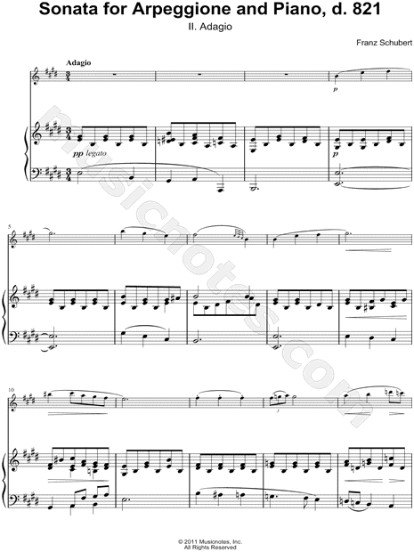 Sonata for Arpeggione and Piano, d. 821: II. Adagio - Piano part