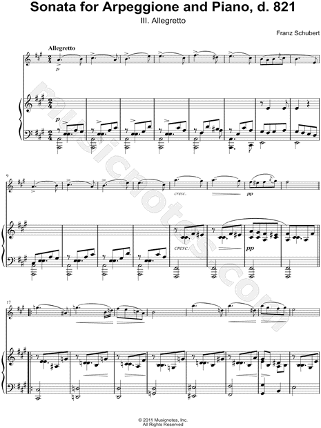 Sonata for Arpeggione and Piano, d. 821: III. Allegretto - Piano part