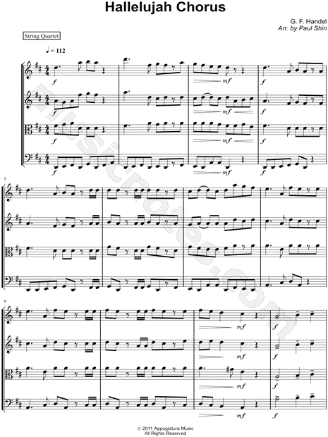 Hallelujah Chorus - String Quartet Score