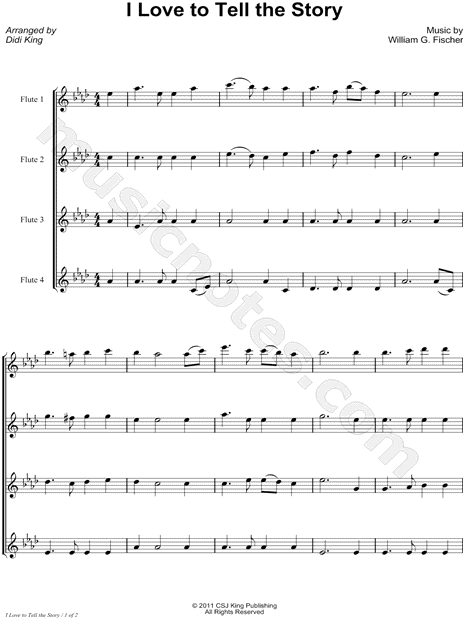 I Love To Tell the Story - Flute Quartet Score