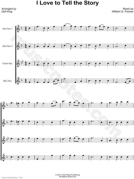 I Love To Tell the Story - Saxophone Quartet Score