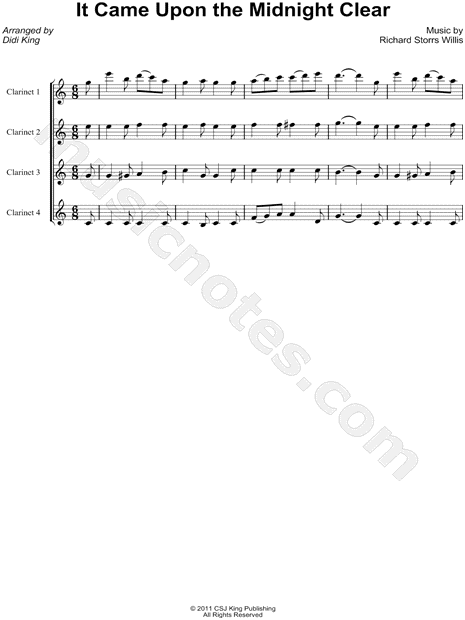 It Came Upon a Midnight Clear - Score (Clarinet Quartet)