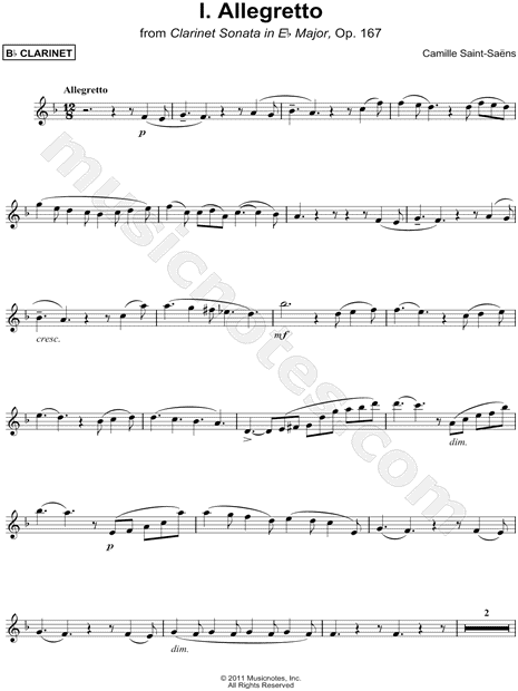 Sonata in Eb Major, Op. 167: I. Allegretto - Piano Accompaniment