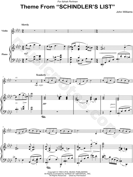 Theme from Schindler's List - Piano Accompaniment